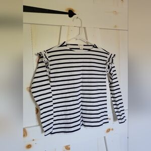 Crewcuts Girl's Navy and White Striped Long Sleeve Tee
